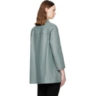Chloé Blue Single-Breasted Long Leather Jacket