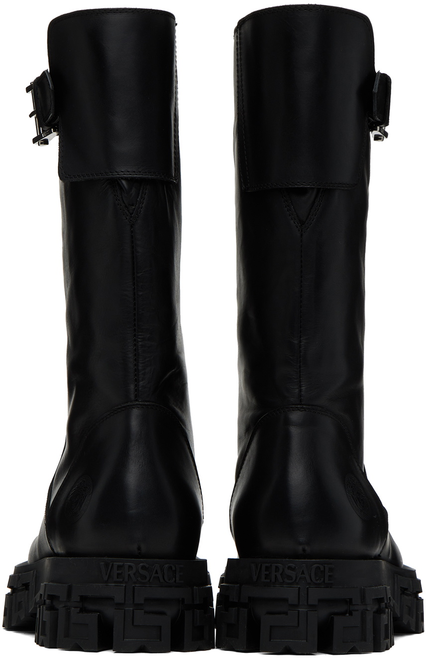 Versace Greca Portico leather boots - Black