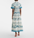 Erdem Floral cotton and linen tiered shirt dress