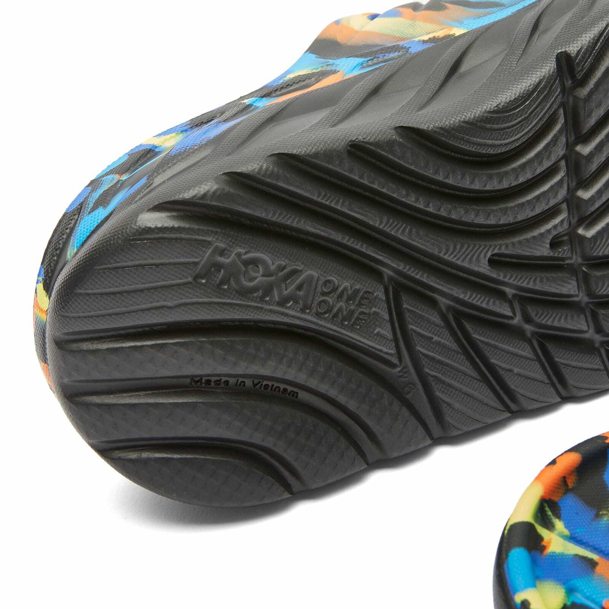 Hoka One One Ora Recovery Slide Swirl in Black/Diva Blue