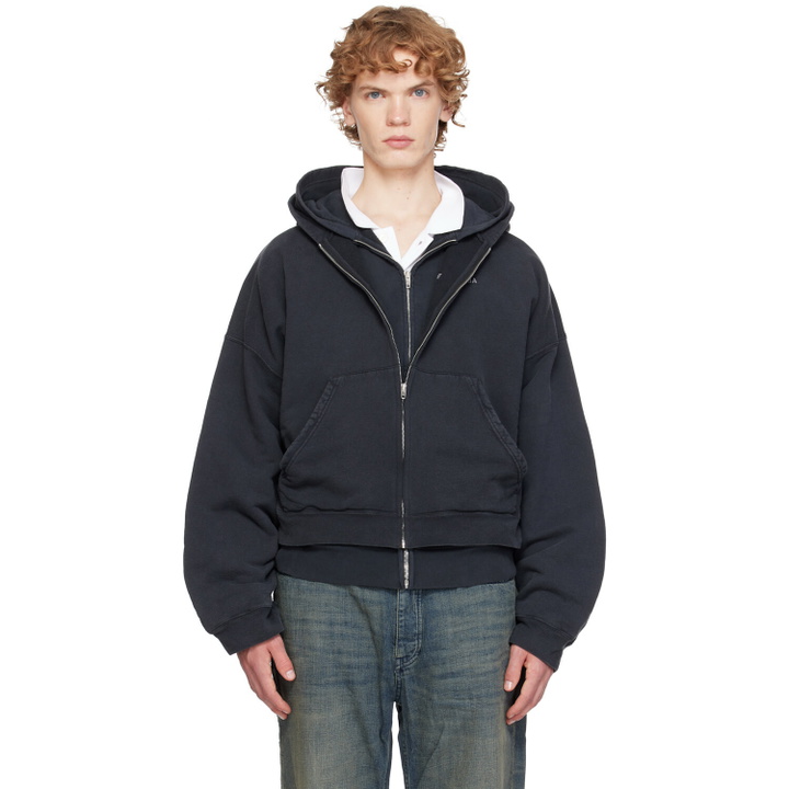 Photo: Balenciaga Black Layered Zip-Up Hoodie