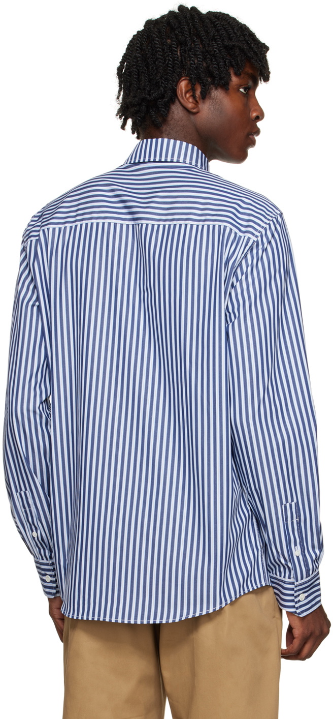 MAISON KITSUNÉ Blue Blueストライプ ボタンダウンシャツの通販