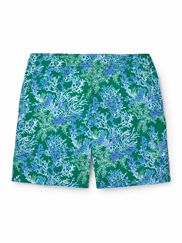 Photo: Sid Mashburn - Slim-Fit Mid-Length Printed Swim Shorts - Blue