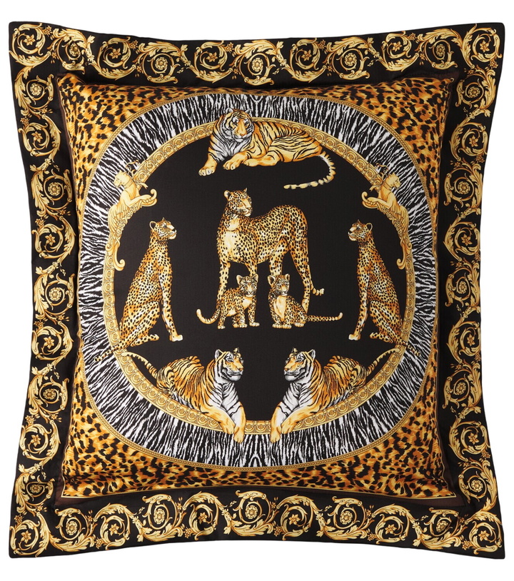 Photo: Versace Home Logo printed cotton satin cushion