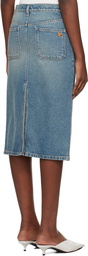 Courrèges Blue Faded Denim Midi Skirt