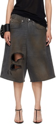 LU'U DAN Gray Kriss Kross Denim Shorts