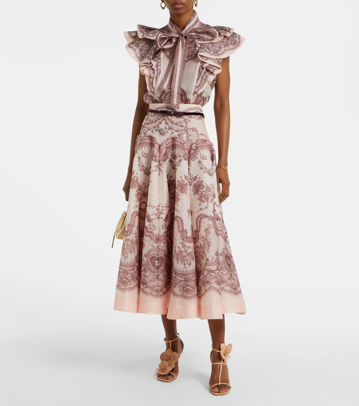 Crush Flared Midi Skirt