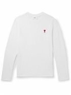 AMI PARIS - Logo-Embroidered Organic Cotton-Jersey T-Shirt - White