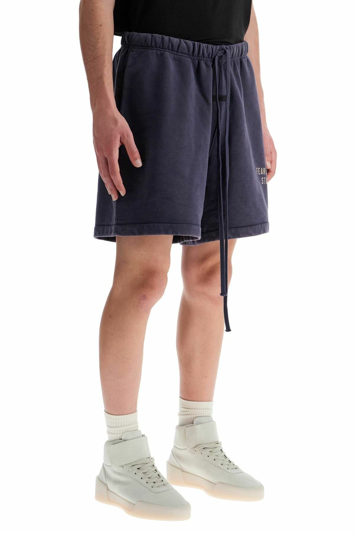 FEAR OF GOD ESSENTIALS high-waisted navy blue cotton sports shorts Blue