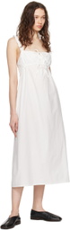 Deiji Studios White 'The Ruched Tie' Midi Dress