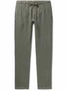 Hartford - Tanker Slim-Fit Straight-Leg Linen Drawstring Trousers - Green
