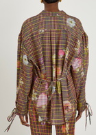 Julia Heuer Hannes Checked Semi-sheer Seersucker Shirt Brown