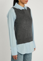 Staud Damian Layered Stretch-cotton Poplin Shirt Grey