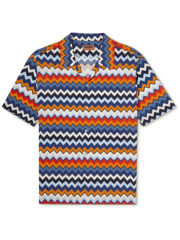 Photo: Missoni - Convertible-Collar Striped Woven Shirt - Blue