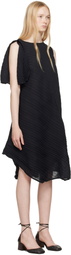 ISSEY MIYAKE Black Wrinkled & Twisted Minidress