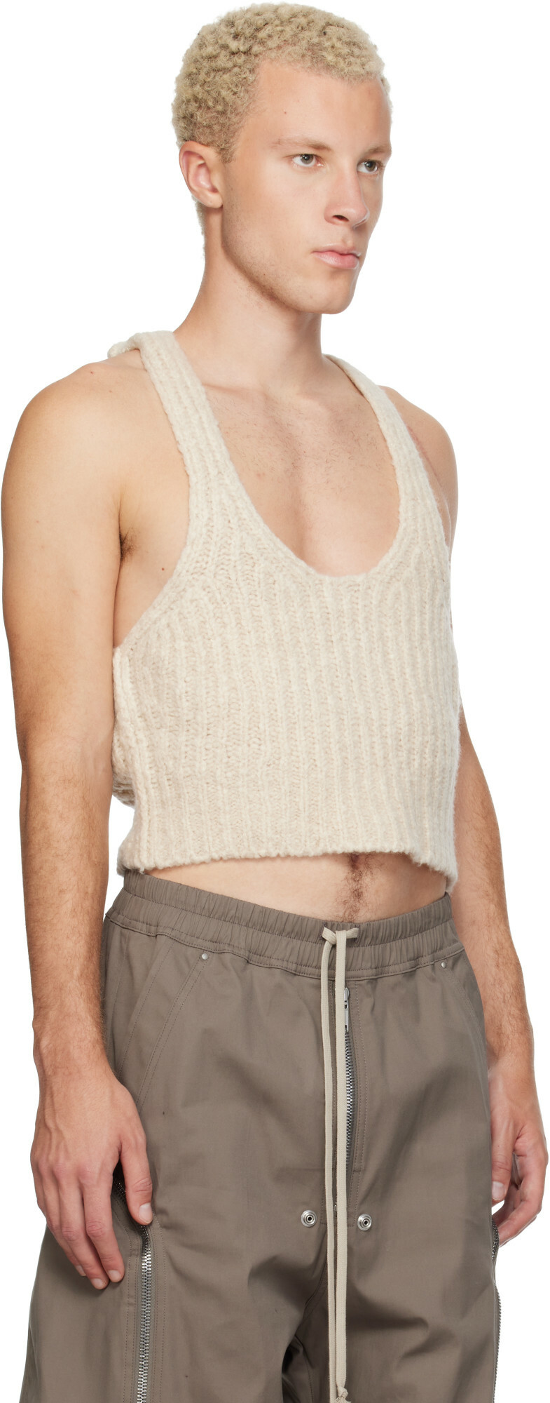 Rick Owens Beige Tower Knit Tank Top