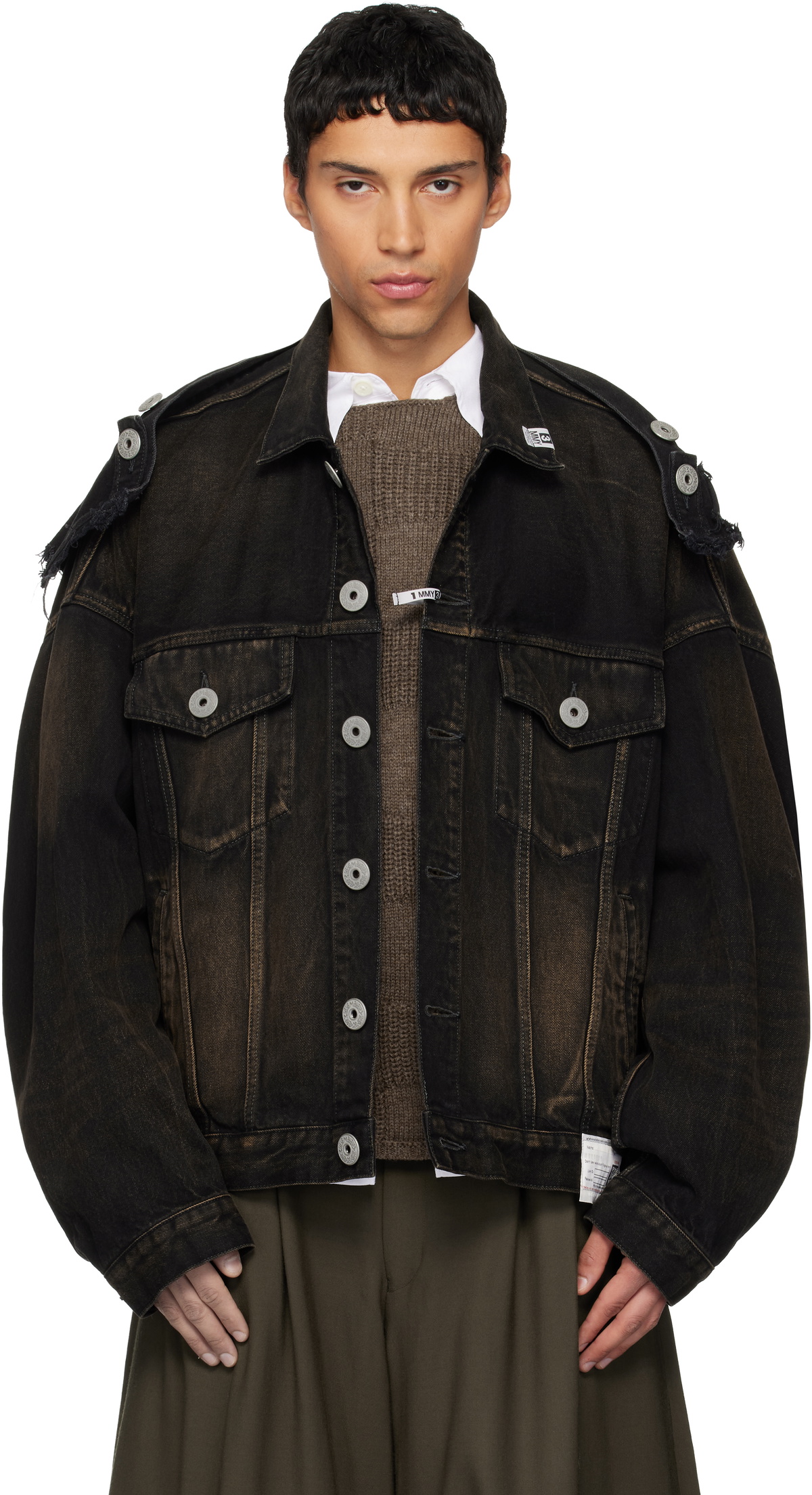 ジャケット・アウター Mihara Yasuhiro 16AW Destroyed Jacket Maison MIHARA YASUHIRO Black Deconstructed Denim Jacket Maison