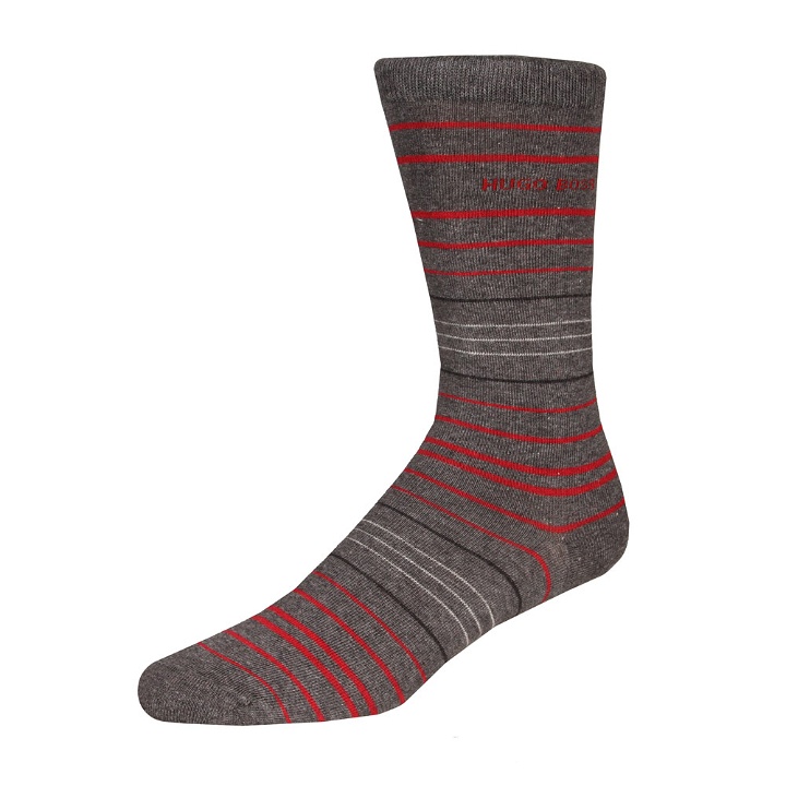 Photo: Two-Pack Design Socks - Marl Grey / Red