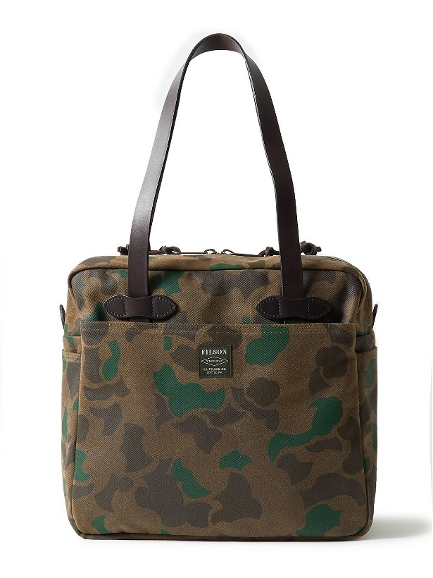 Photo: Filson - Leather-Trimmed Camouflage-Print Waxed Rugged Twill Tote Bag