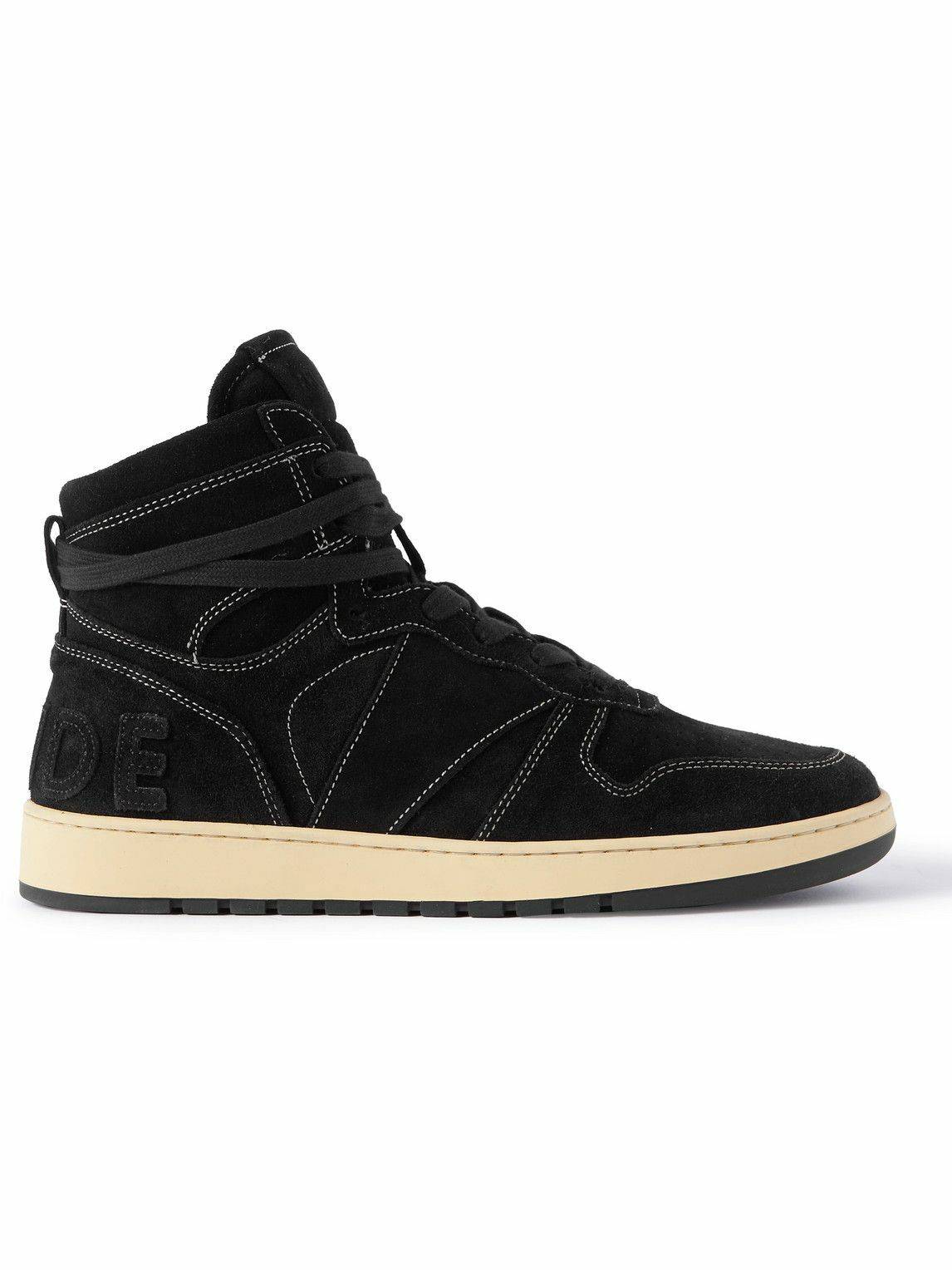 Rhude - Rhecess Logo-Appliquéd Suede High-Top Sneakers - Black