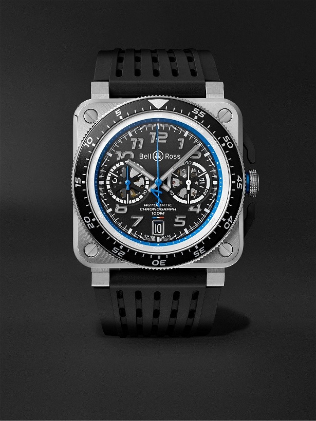 Photo: Bell & Ross - Alpine F1 Team BR 03-94 Limited Edition Automatic Chronograph 42mm Stainless Steel and Rubber Watch, Ref. No. BR0394-A521/SRB