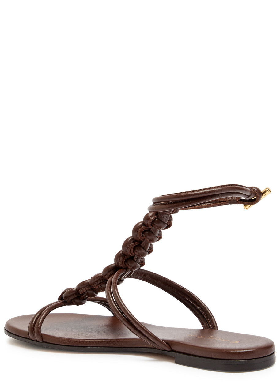 Gianvito Rossi Capua Braided Leather Sandals Brown
