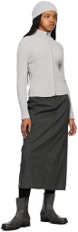 AMOMENTO Gray Semi-Sheer Maxi Skirt