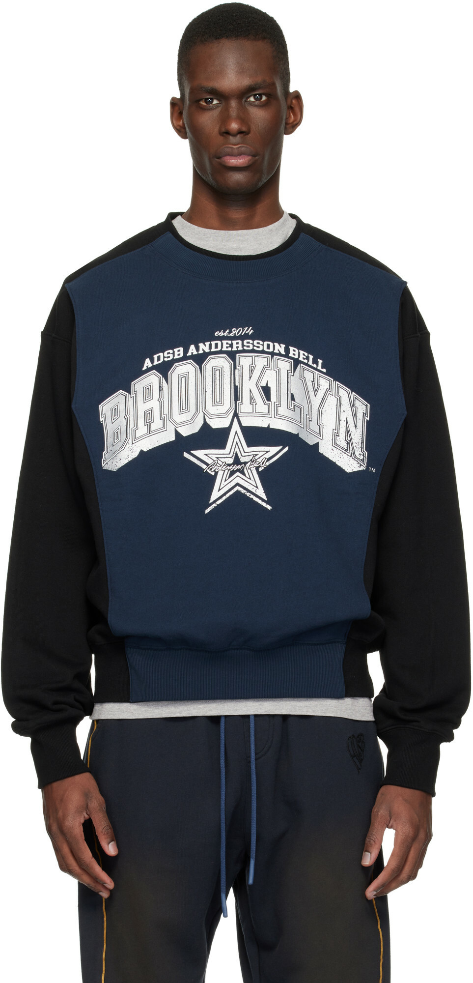 Andersson Bell Black & Navy Arch Logo Layered Sweatshirt