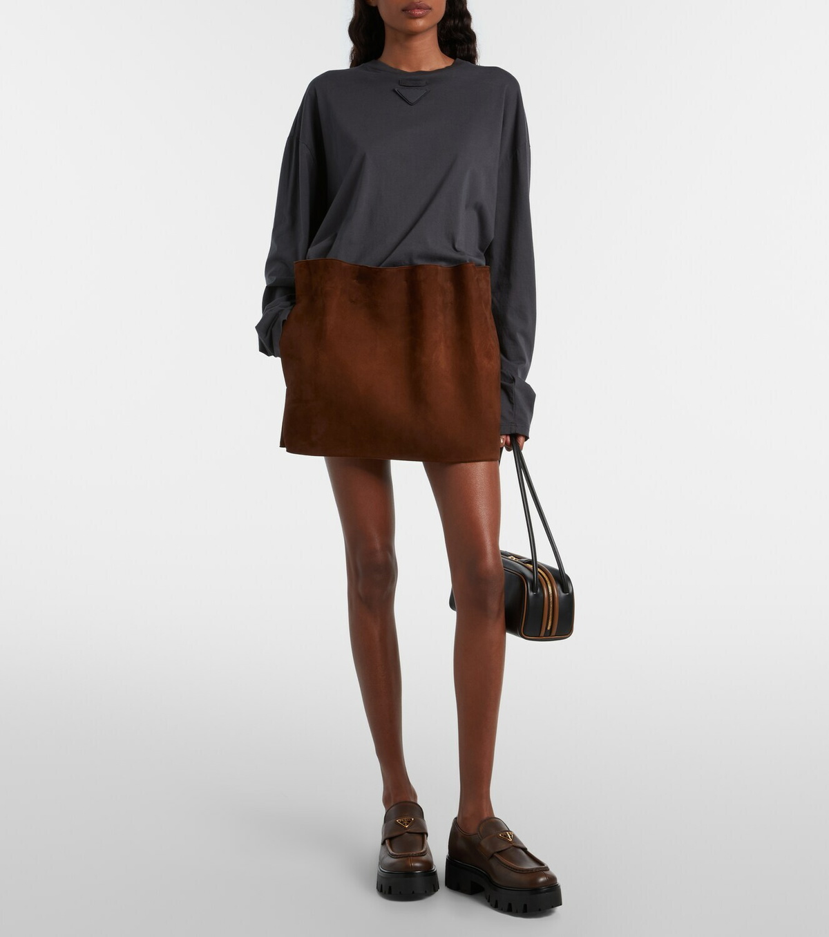 Prada Logo leather platform loafers