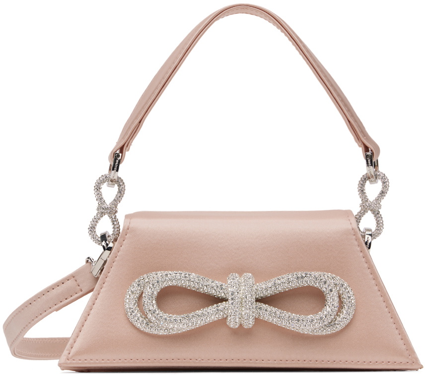 ショルダーバッグ・ポシェット Mach & Mach Samatha Double Bow Satin Black Silk Shoulder Bag MACH & MACH Samantha Embellished Bow Satin Top-Handle Bag