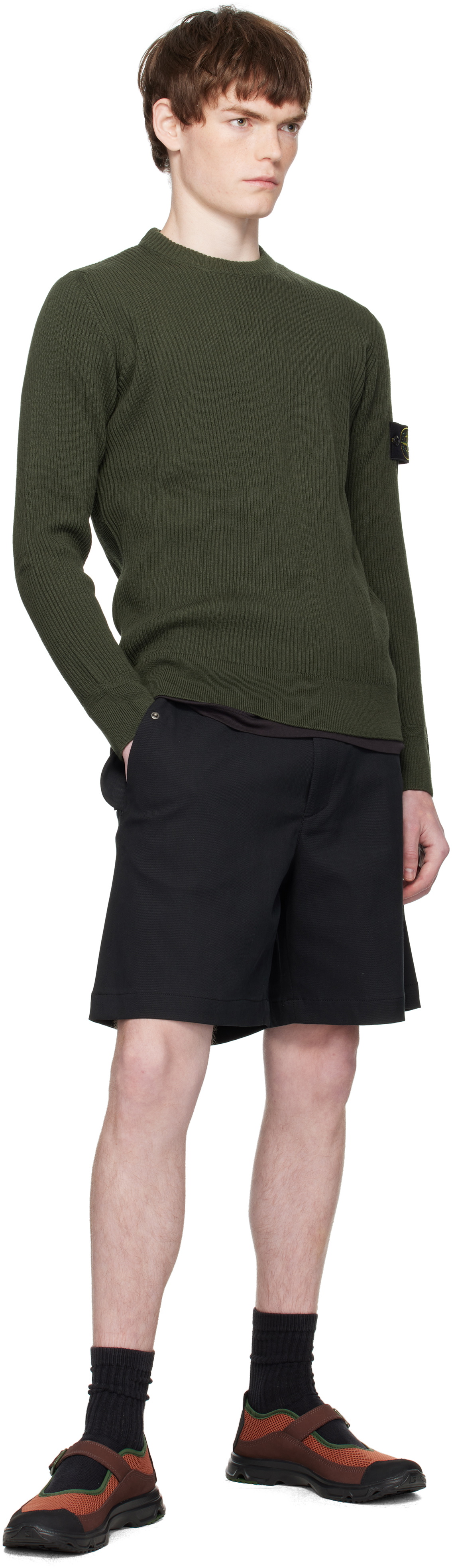 Stone Island Khaki 5100053 Full Rib RWS Wool Sweater Stone Island