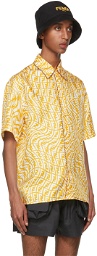 Fendi Yellow Silk FF Vertigo Short Sleeve Shirt