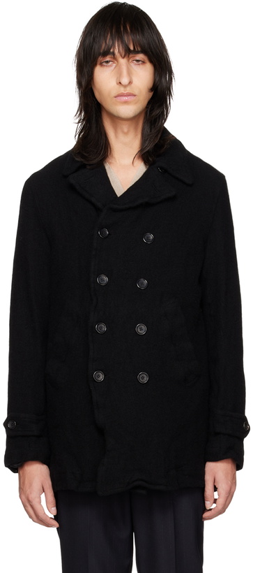 Photo: Comme des Garçons Homme Deux Black Double-Breasted Coat