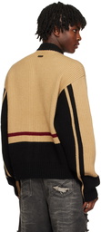 ADER error Black & Beige Two-Way Zip Sweater