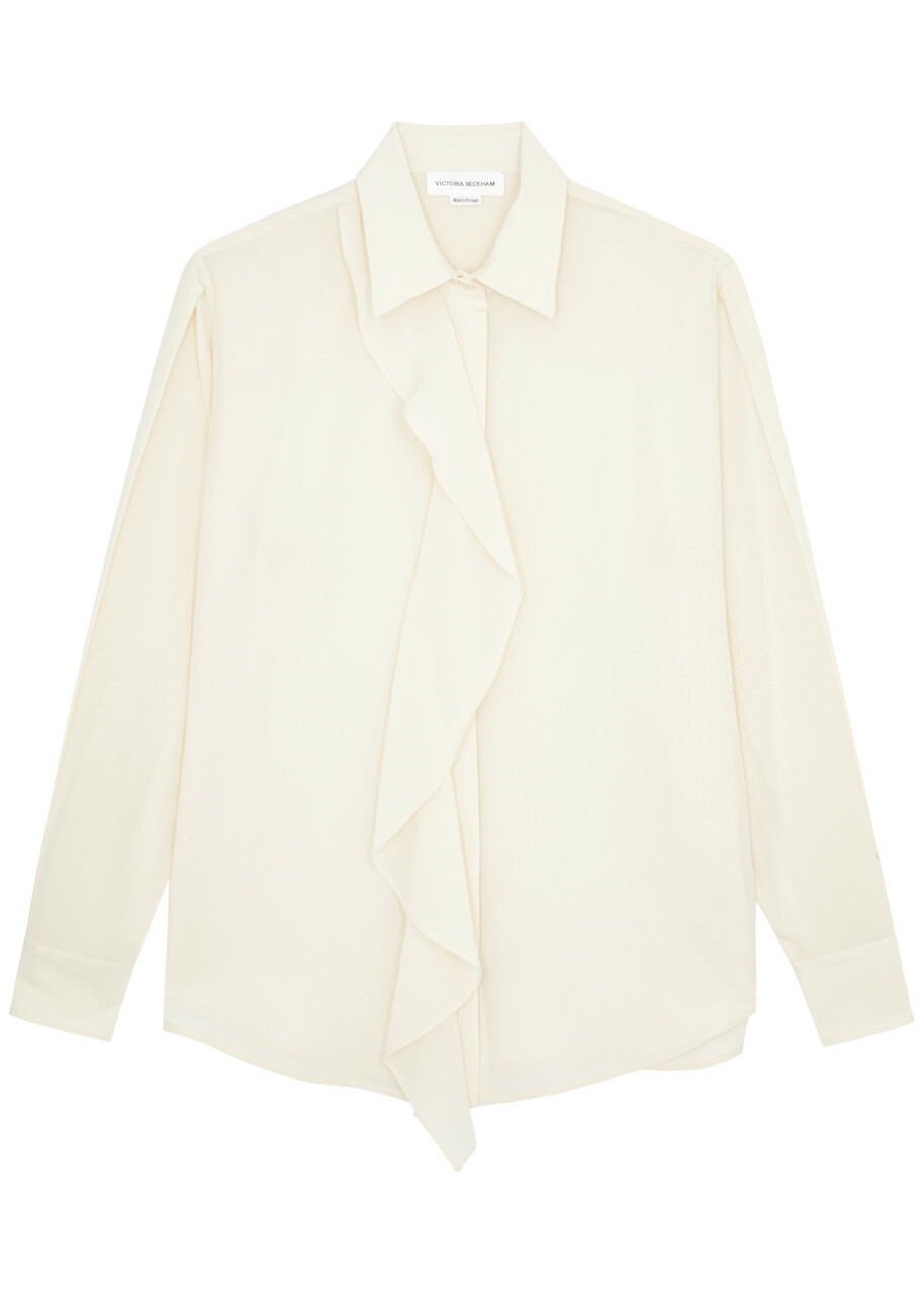 silk ruffle blouse ivory
