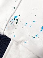 Golden Bear - The Albany Wool-Blend and Paint-Splattered Leather Bomber Jacket - Blue