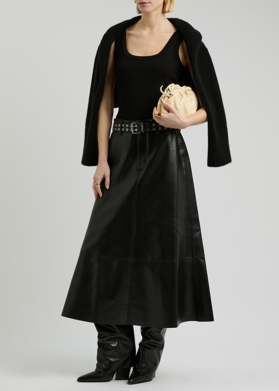 Citizens OF Humanity Cassia Panelled Leather Midi Skirt Black