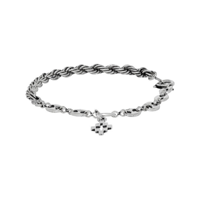 Photo: Marcelo Burlon County of Milan Silver Braided and Chain-Link Cross Bracelet