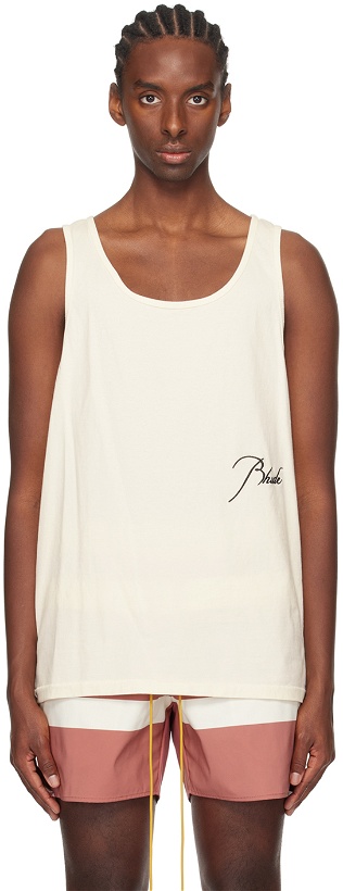 Photo: Rhude Off-White Embroidered Tank Top