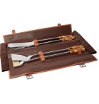 Lorenzi Milano - Bamboo, Leather and Stainless Steel Travel BBQ Set - Brown