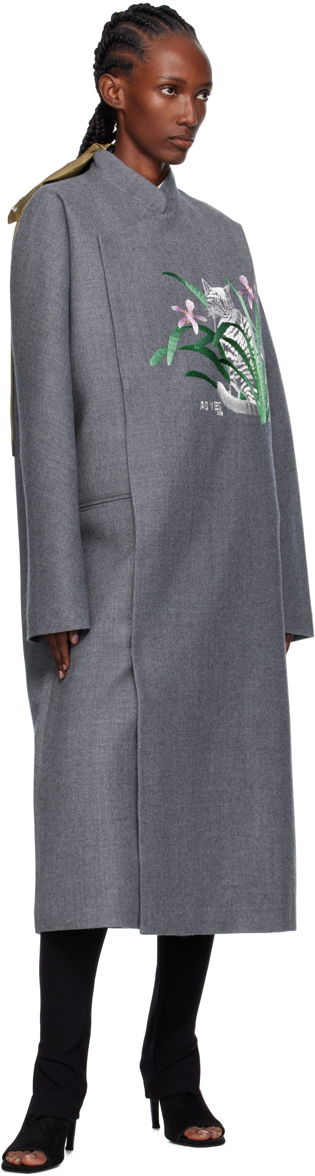 AO Yes Gray Changshan Melton Long Coat