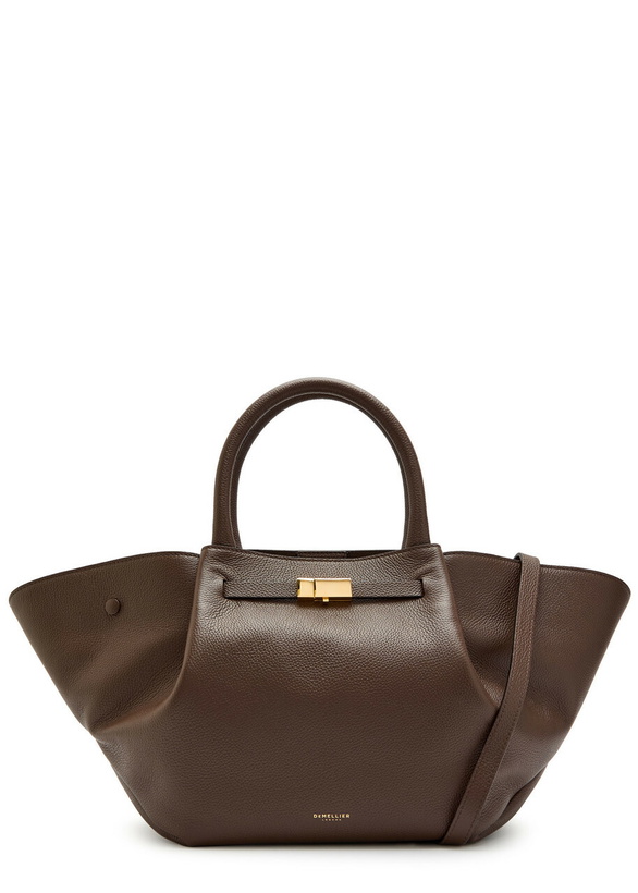 Photo: Demellier The New York Midi Grained Leather Tote - Dark Brown - One Size