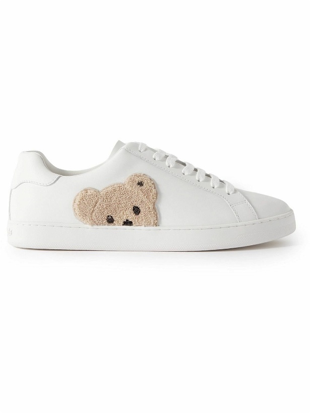 Photo: Palm Angels - Appliquéd Leather Sneakers - White
