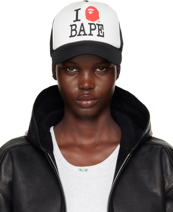 Photo: BAPE White & Black 'I Love Bape' Mesh Cap