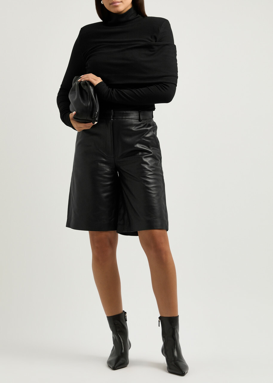 Aexae Ruched Stretch-jersey top Black