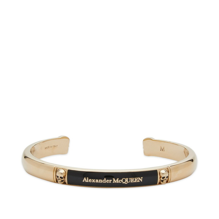 Photo: Alexander McQueen Men's Enamel Logo Skull Cuff Bracelet in Black