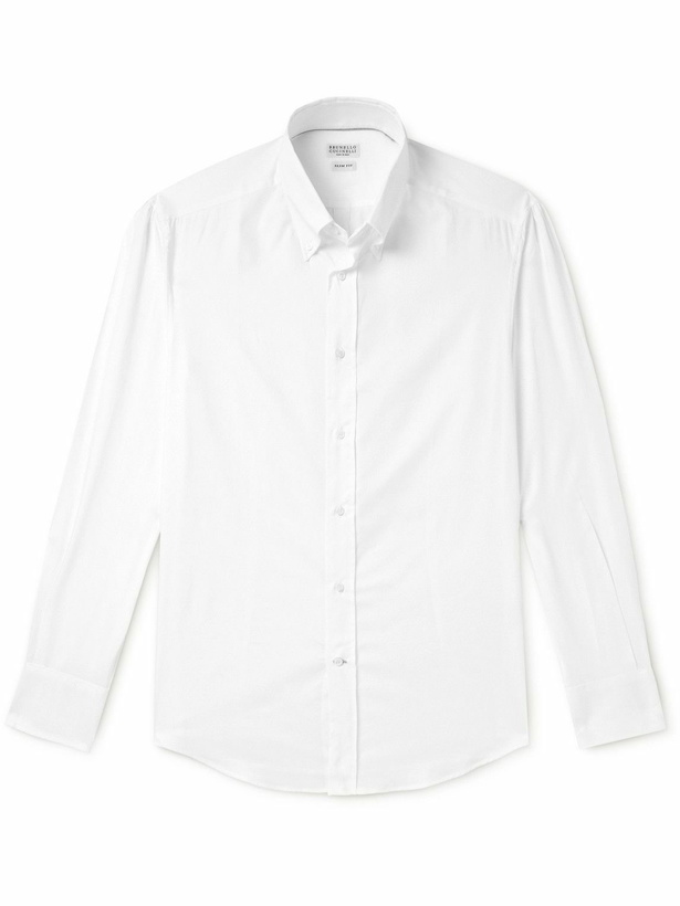 Photo: Brunello Cucinelli - Button-Down Collar Cotton-Poplin Shirt - White