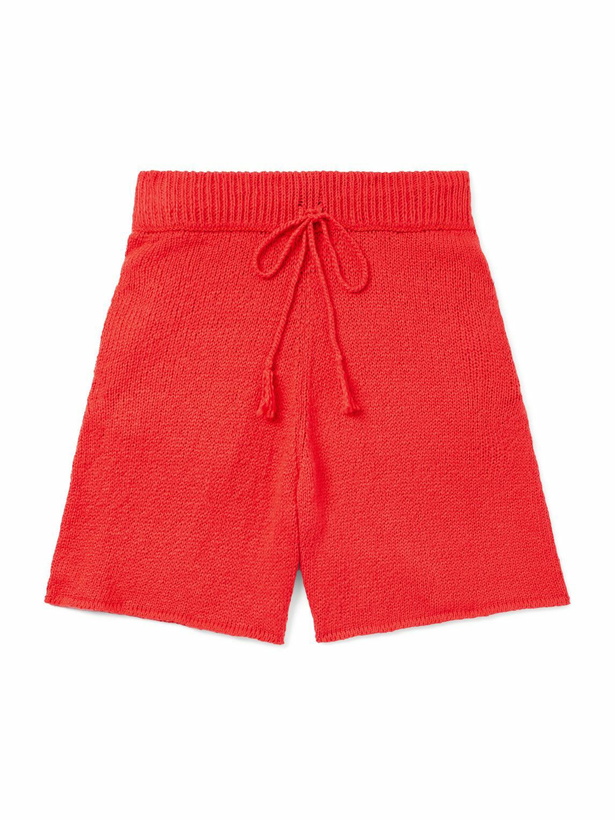 Photo: Cherry Los Angeles - Straight-Leg Cotton Drawstring Shorts - Red