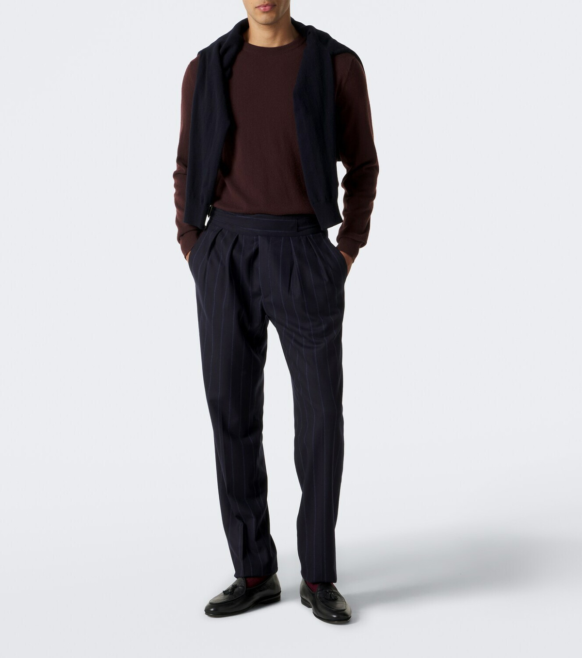 Rubinacci Striped virgin wool straight pants