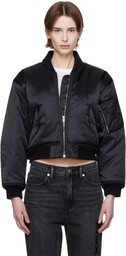 Alexander Wang Black Logo-Embroidered Bomber Jacket